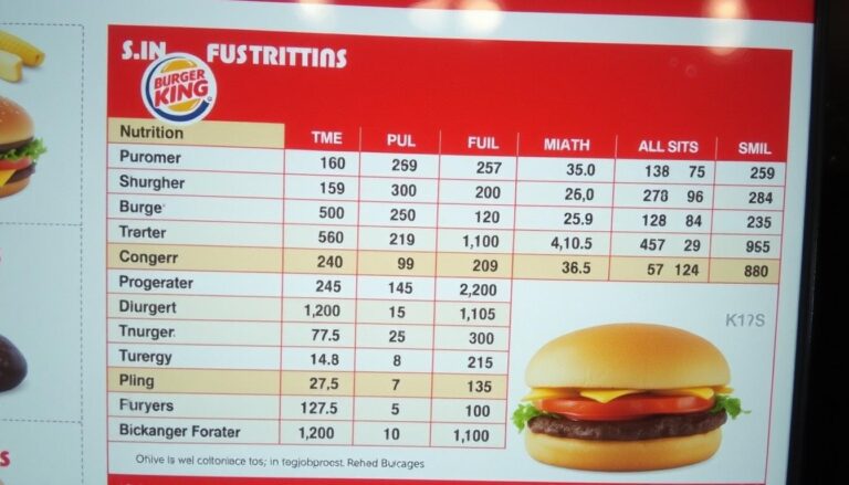 Burger King Menu Nutrition