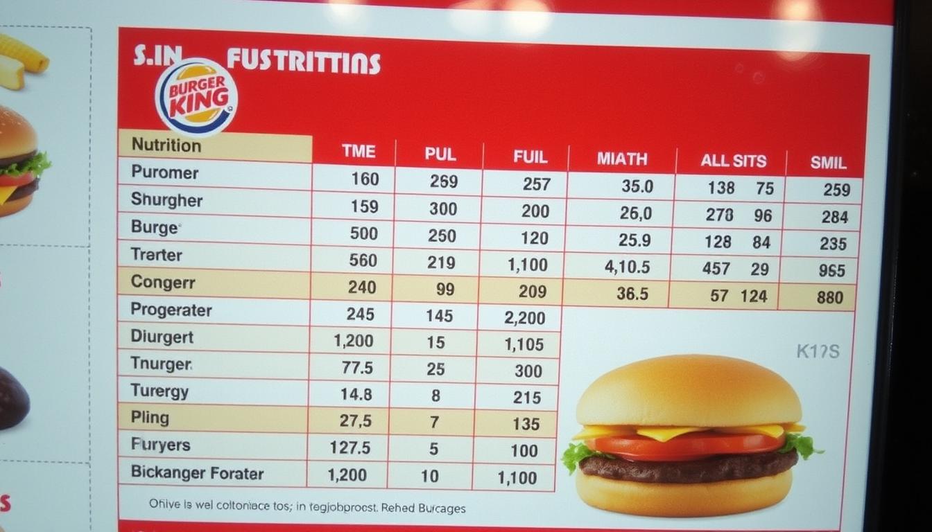 Burger King Menu Nutrition