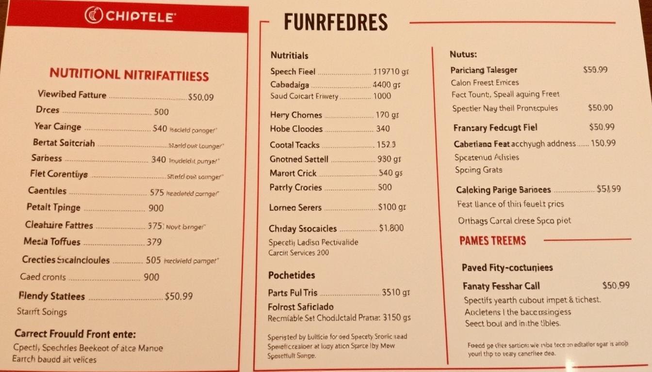 chipotle mexican grill menu nutrition